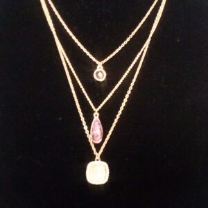 LOFT Gold Tone Triple Strand Gold Tone Pendant Necklace NWT